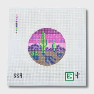 Saguaro Cactus Shadow Canvas by Cactus Needlepoint (thumbnail)