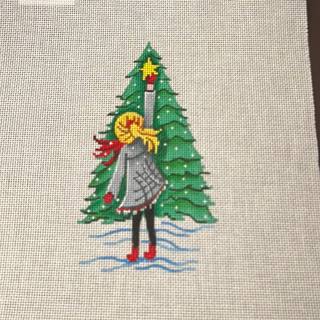Girl with Christmas Tree by Patti Mann (thumbnail)