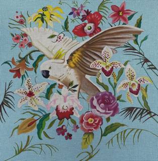 White Parrot in Flowers by Colors of Praise Art Studio (thumbnail)