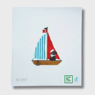 Black Lab in Sailboat Canvas by Stitch Style Needlepoint (thumbnail)
