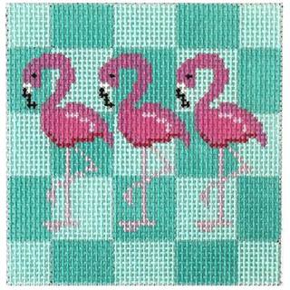 Three Flamingos Insert by Two Sisters Needlepoint (thumbnail)