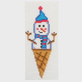 Ice Cream Snowman - Blue by Frances Mary Needlepoint (thumbnail)
