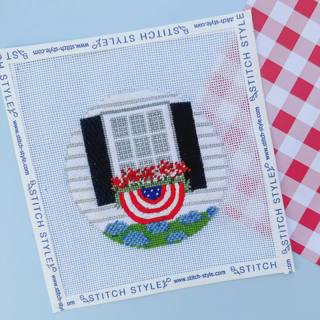 Patriotic Window with Bunting Canvas by Stitch Style Needlepoint (thumbnail)