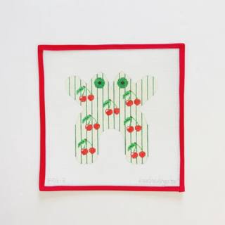 Cherries on Green Stripes by Kristine Kingston (thumbnail)