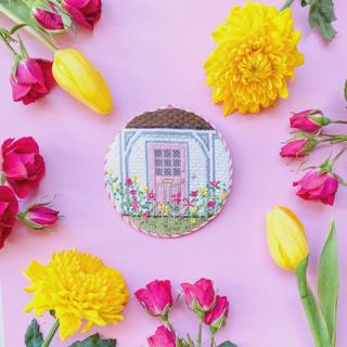 New England Spring Door Canvas by Stitch Style Needlepoint (thumbnail)