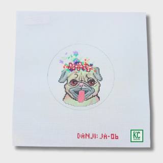Happy Pug with Flower Crown Canvas by Danji Designs (thumbnail)