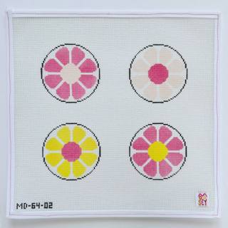 Mod Floral Coasters - Pink & Yellow Canvas by Mopsey Designs (thumbnail)