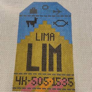 LIMA LIM Vintage Travel Tag by Hedgehog Needlepoint (thumbnail)