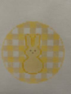 Gingham Bunny Round Yellow by Silver Stitch Needlepoint (thumbnail)