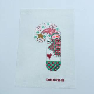 Snowman Candy Cane Canvas by Danji Designs (thumbnail)