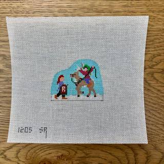 Santa's Village, Elves Riding Rudolph - 18 mesh by Susan Roberts Needlepoint (thumbnail)