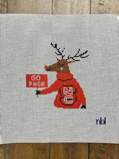 North Carolina State Reindeer by Needlepoint by Laura (thumbnail)