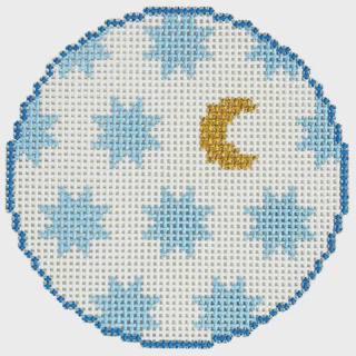 Moon & Stars Round White by Goodpoint Needlepoint (thumbnail)