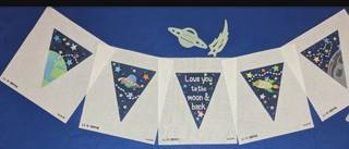 MOON & BACK Garland w/Stitch Guide-- 5 Individual Canvases by Laura Love Designs (thumbnail)