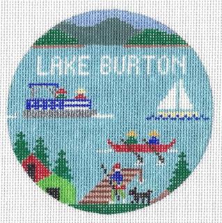 Lake Burton Round Canvas by Doolittle Stitchery (thumbnail)