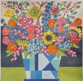 Flowers in Geometric Vase by Alice Peterson (thumbnail)