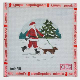 Sporty Santa - Dog Walker - Dachshund by Ann Kaye Studio (thumbnail)