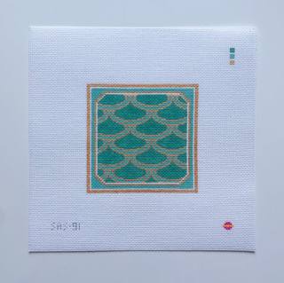 Mermaid Blue Art Deco Coaster by Saturnalia Stitching (thumbnail)