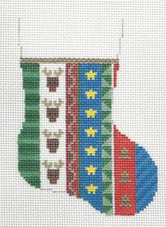 Mini Sock - Verticle Stripes Reindeer by Liz Goodrick-Dillon (Tapestry Tent, via Susan Roberts) (thumbnail)