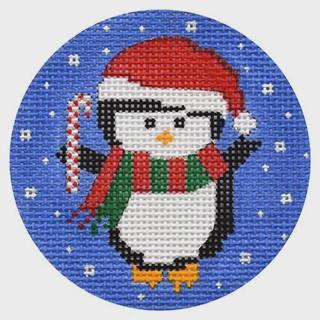 Penguin with Candy Cane Ornament by CBK Needlepoint (thumbnail)