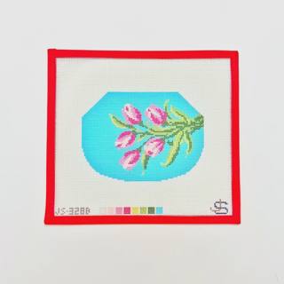 Kiss Lock Bag Canvas - Tulips on Blue by Jeni Sandberg Needlepoint (thumbnail)