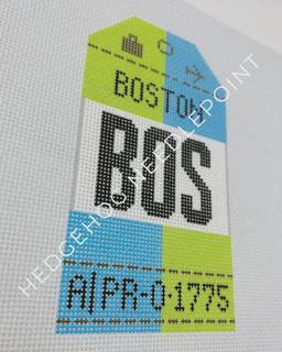 Retro Travel Tag · Boston by Hedgehog Needlepoint (thumbnail)