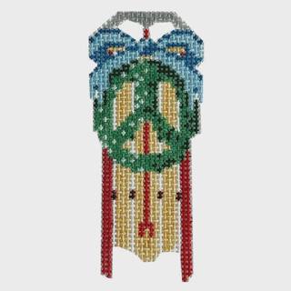 Peace Sled with Blue Bow by Anne Fisher Needlepoint (thumbnail)
