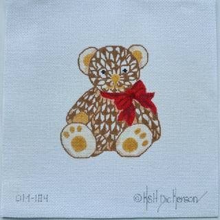 Mini H Inspired Teddy Bear – Brown by Kate Dickerson Needlepoint Collections (thumbnail)