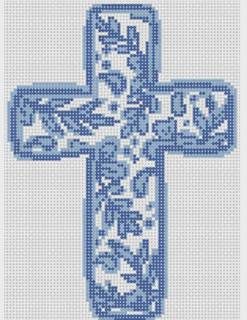 Chinoiserie Cross - Blue by Officially Needlepoint (thumbnail)