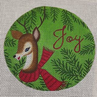 Joy Round with Deer - red striped scarf by Love You More (thumbnail)