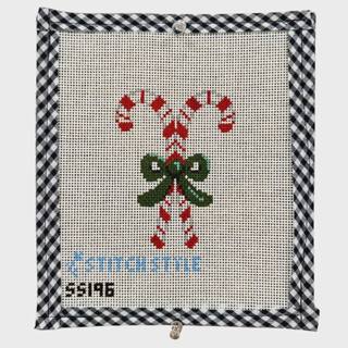 Candy Canes with Green Bow by Stitch Style Needlepoint (thumbnail)