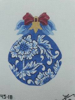China Blue Floral Ball by Kelly Clark Needlepoint (Colonial Needle) (thumbnail)