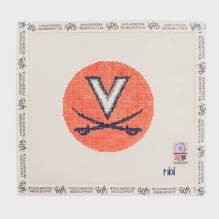 Virginia Logo Round - Orange by Needlepoint by Laura (thumbnail)