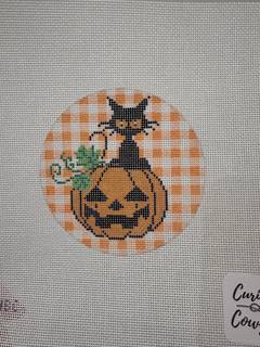 Black Cat on Orange Gingham by The Curious Cowgirl (thumbnail)