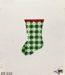 Micro Green Gingham Mini Stocking by Blueberry Point Canvas (thumbnail)
