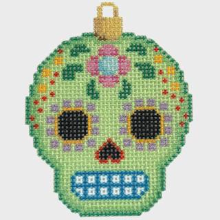 NTG TS435 - Sugar Skull Ornament/Lime by Two Sisters Needlepoint (thumbnail)