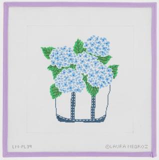 Hydrangeas In Tote - Large by CBK Needlepoint (thumbnail)