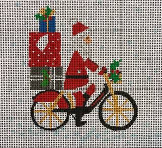Santa on Bicycle by Kate Dickerson Needlepoint Collections (thumbnail)