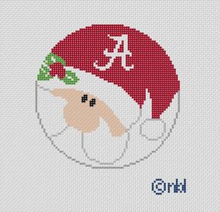 Alabama Santa Round Canvas by Needlepoint by Laura (thumbnail)