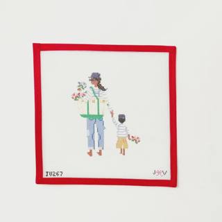 Mother & Child - Dark Skin with Son by Jennifer Vallez Needlepoint (thumbnail)