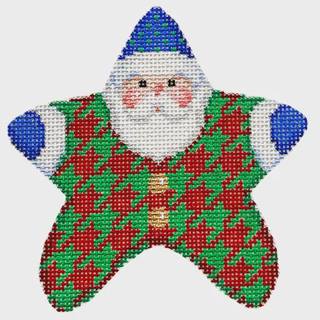 NTG TS373 - Red/Green Houndstooth PJ Santa by Two Sisters Needlepoint (thumbnail)