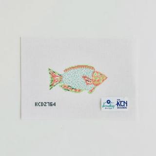 Green and Orange Parrotfish Printed Canvas by KCN Designers (thumbnail)