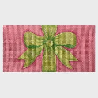 Ribbon and Bow Insert - Lime on Pink by Kate Dickerson Needlepoint Collections (thumbnail)