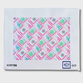 Pink Mahjong Pattern Needlepoint Canvas by KCN Designers (thumbnail)