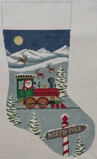 Santa Train Stocking by Liz Goodrick-Dillon (Tapestry Tent, via Susan Roberts) (thumbnail)