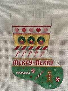 Wreath and Candy Stripe Mini Stocking by Liz Goodrick-Dillon (Tapestry Tent, via Susan Roberts) (thumbnail)