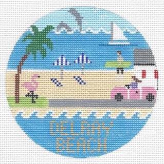 Delray Beach Round Canvas by Doolittle Stitchery (thumbnail)