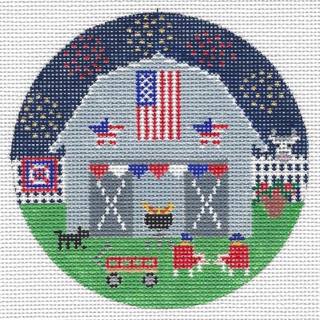 July 4th Barn Round Canvas by Doolittle Stitchery (thumbnail)