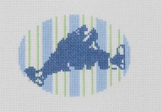 Martha's Vineyard Ornament Blue Green by Frances Mary Needlepoint (thumbnail)