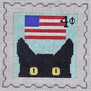 Peeky Kitty Postage Stamp - July 4th by Eye Candy Needleart (thumbnail)